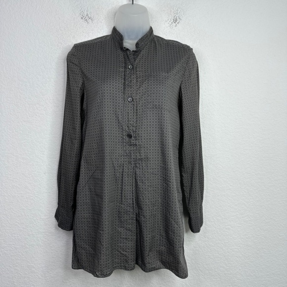 Marni Shirt Womens Size 38/S Abstract Pattern Mandarin Collar Minimalist Tunic